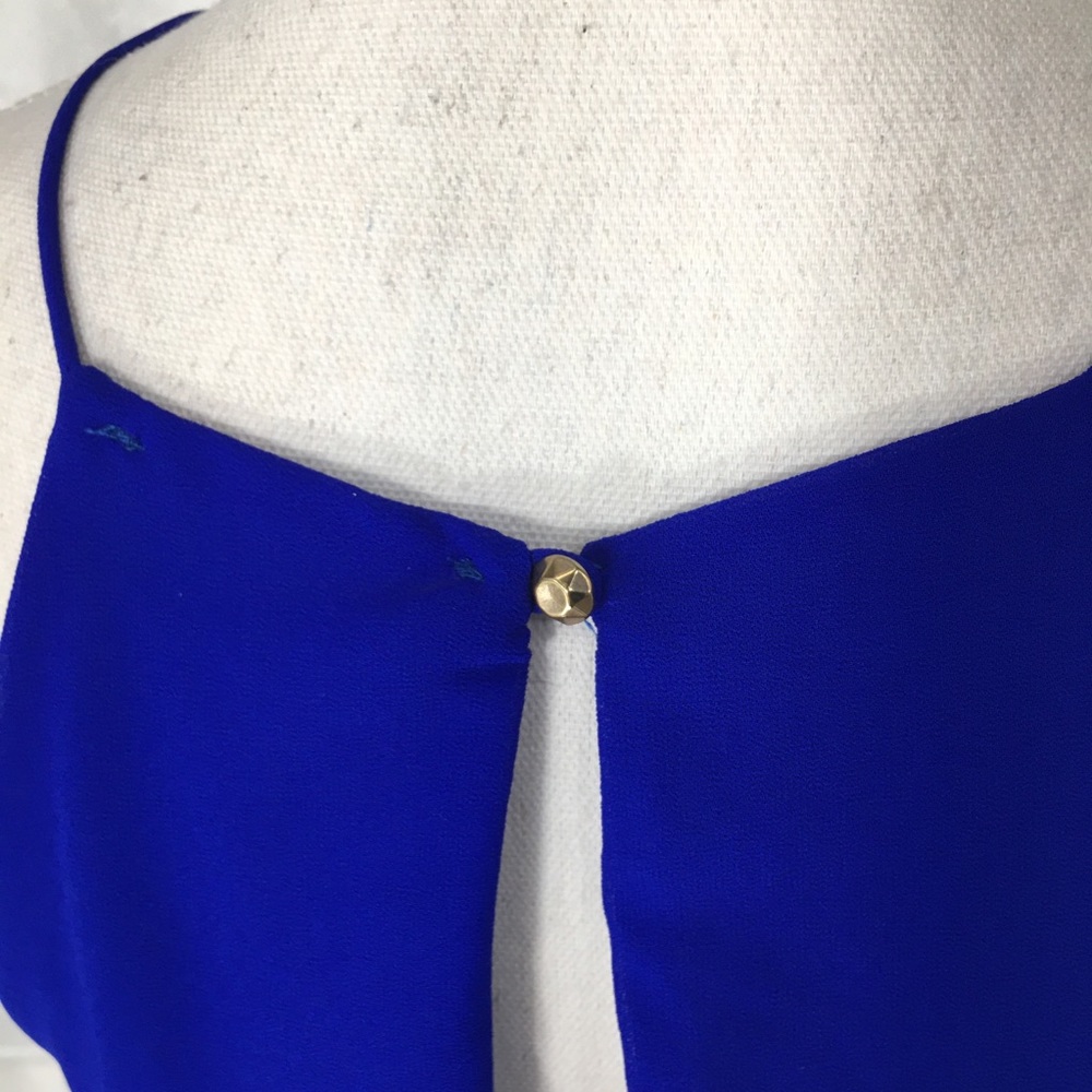 Lac Bleu, Royal Blue Short Chiffon Dress - Picture 6 of 11